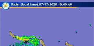 Por spera awacero segun imagen di satelite 10.40am