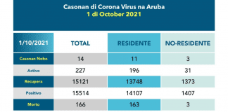 Covid Update: E cantidad di casonan activo di COVID-19 pa awe ta 227