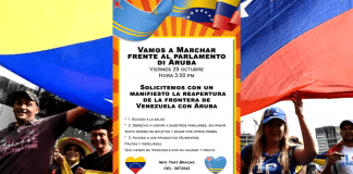 Grupo di Venezolanonan a organiza un marcha dilanti di Parlamento pa solicita reapertura di frontera di Aruba cu Venezuela