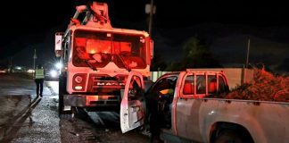 Accidente serio entre pick up y ready mix truck