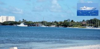 Yate grandi lo a los for di pier banda di Surfside Marina y lo ta 7 pa 8 miya mas o menos leu di Aruba ta drief bay