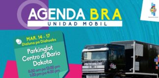 For di Maart 14 te cu Maart 17, e Unidad Mobil di Vacunacion BRA lo ta staciona na e parkinglot di Centro di Bario Dakota