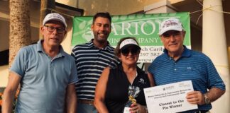 Pareha recien casa a bay cu premio di 2022 Wente Vineyards, Arion Company, Papiamento Restaurant Charity Golf Tournament