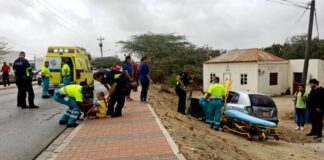 Dos persona herida den accidente cu basta daño material na Paradera