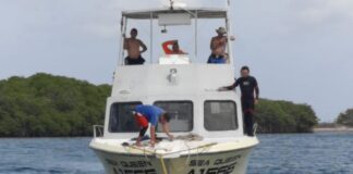 Polis ta topa cu boto pega den Mangrove