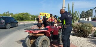Turista ariba quadracer a perde control y a bay dal contra un palo di luz