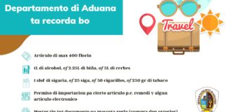 Departamento di Aduana ta informa biaheronan di e procedura di Aduana na momento cu regresa for di exterior