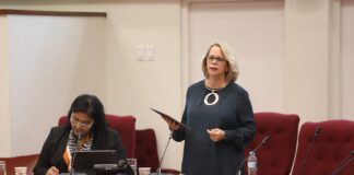 PROME MINISTER EVELYN WEVER-CROES A CONTESTA PREGUNTANAN RELACIONA CU DIENST OPENBARE WERKEN (DOW)