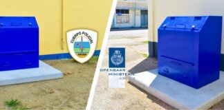 Polis cu accion pa kita arma di caya: Deposita bo arma den container blauw!