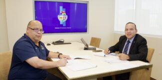 MINISTER ENDY CROES A REUNI CU ARUBAANSE VOETBAL BOND (AVB).