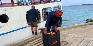 Prome barco di fruta a yega Aruba for di Venezuela