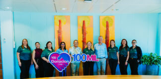 Aruba Bank ta celebra 100 aña cu un donacion di AWG 100,000 na Ban Uni Man Pa Cria Nos Muchanan