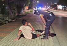 Motociclista y peaton herida riba caminda di Piedra Plat