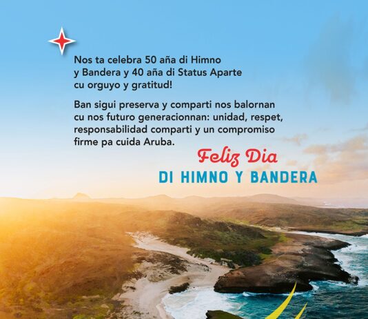 Feliz dia di Himno y Bandera ta deseo di Aruba Tourism Authority