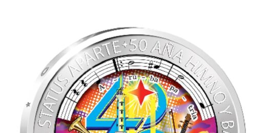 Banco Central di Aruba (BCA) ta informa cu e moneda conmemorativo di plata di 5 Florin “40 aña Status Aparte y 50 aña Himno y Bandera” ta obtenibel desde 17 di maart 2026 na BCA