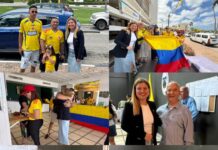 Parlamentario Jennifer Arends-Reyes a bishita centro di votacion presidencial di Colombia