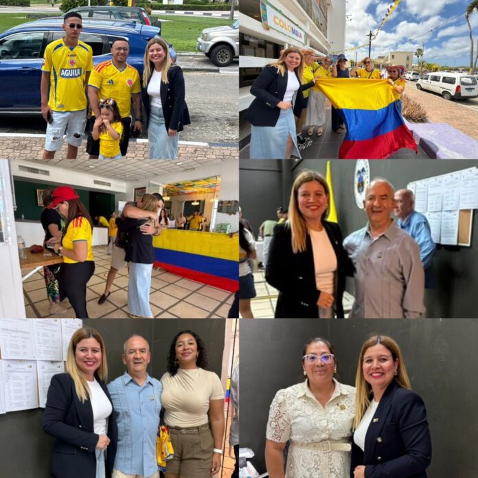 Parlamentario Jennifer Arends-Reyes a bishita centro di votacion presidencial di Colombia