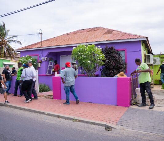 Bernhardstraat atrobe ta sigui briya: Dos famia contento cu mas di un docena di boluntario a bin verf nan cas: Comunidad, solidaridad y orguyo den accion