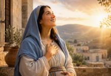 ”Pasobra El a mira ami, su sirbido humilde, cu bon wowo. For di awor tur generacion lo yama mi feliz, pa motibo di e cosnan grandi cu Dios poderoso a haci pa mi. Su nomber ta santo!” Lucas 1, 48-49