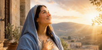 âPasobra El a mira ami, su sirbido humilde, cu bon wowo. For di awor tur generacion lo yama mi feliz, pa motibo di e cosnan grandi cu Dios poderoso a haci pa mi. Su nomber ta santo!â Lucas 1, 48-49