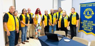 Aruba Lions Club a ricibi bishita di Lion Ty’East Alleyne-Bobb FVDG di Lions Club di Brooklyn y Queens N.Y.