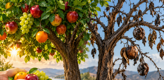 Un bon palo no ta pari mal fruta y un mal palo no ta pari bon fruta. Lucas 6, 43