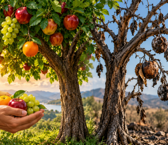 Un bon palo no ta pari mal fruta y un mal palo no ta pari bon fruta. Lucas 6, 43