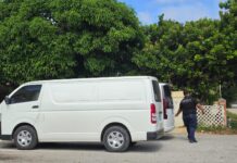 Dilanti Hooiberg Supermarket un Van a reverse bay dal riba un auto ‎