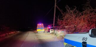 Chauffeur a resulta herida despues di a baha caminda bay dal riba un mata y un palo di lus na Kibaima