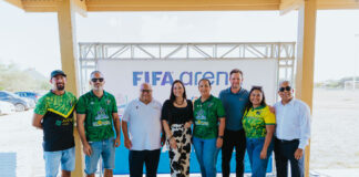 Minister di Deporte, sra. mr. Gerlien Croes ta anuncia cu Paradera ta na turno: S.V. Caiquetio ta bira di tres localidad pa proyecto FIFA Arena Mini Turf na Aruba