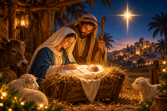 Candlelit Nativity Under the Guiding Star