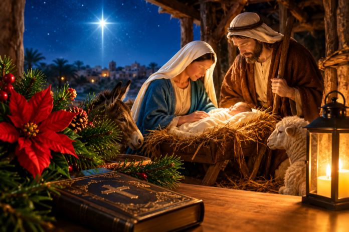 Cinematic Nativity by Lantern Light