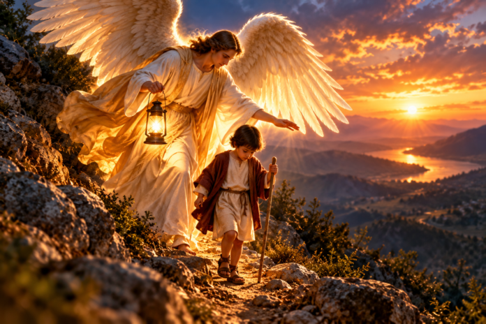 Guardian Angel Guiding a Child