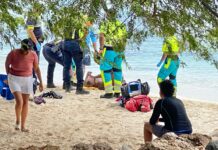 Turista masculino di riba 40 aña a guli basta awa panort di Boca Catalina